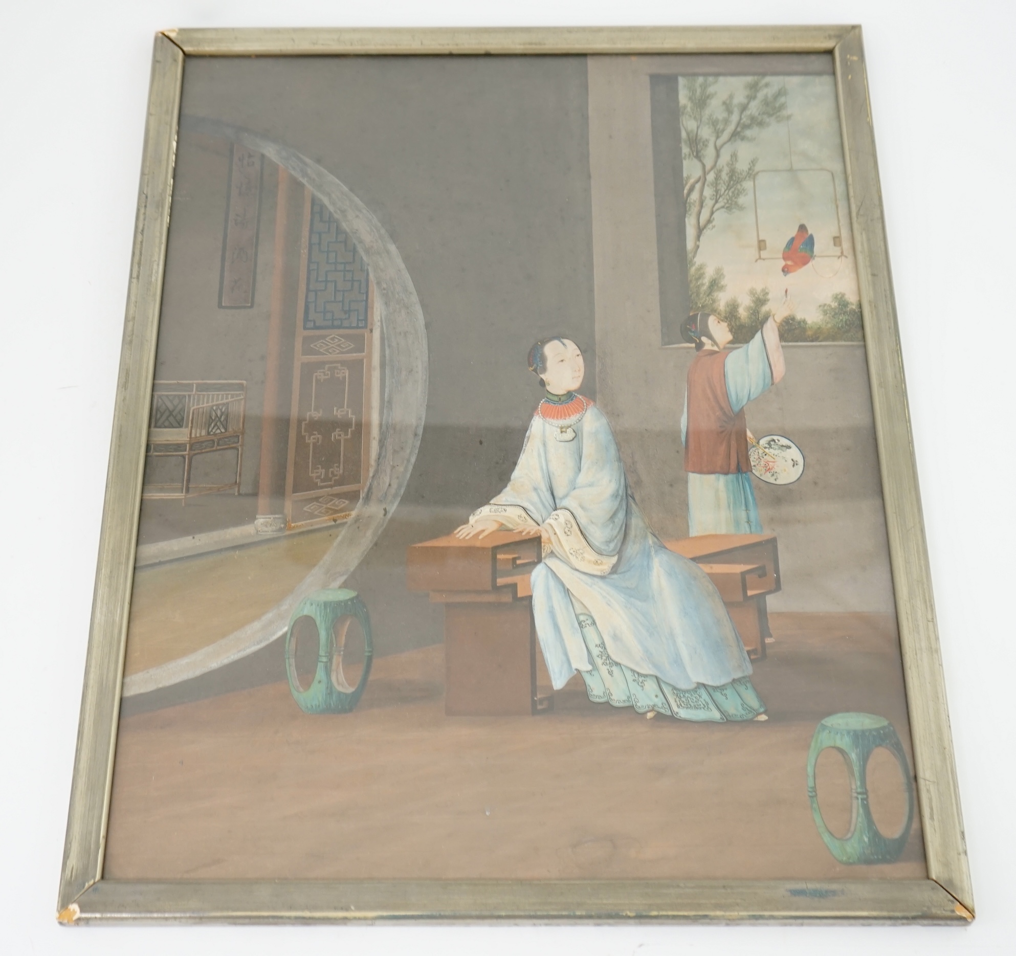 Chinese School, early 19th century, a pair of gouaches, interior scenes